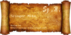 Szinger Mike névjegykártya